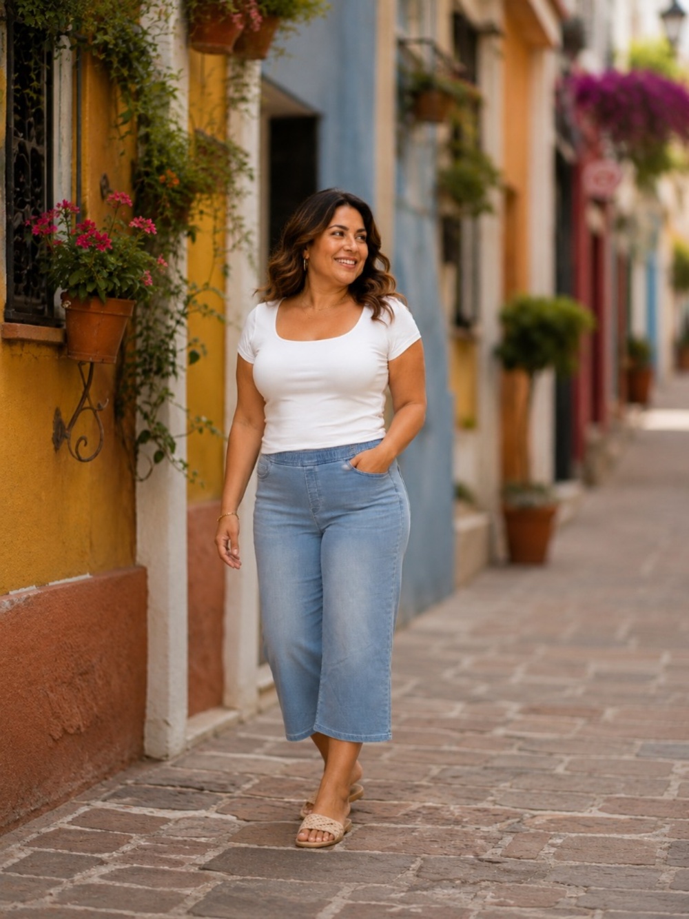 J. Jill elastic Waist Wide leg Jeans L Petite